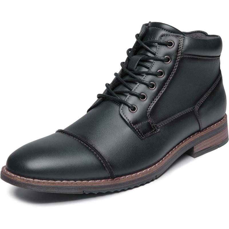 Mens Fashion Oxford Dress Boots Leather Chukka Ankle Boot Business Work ...