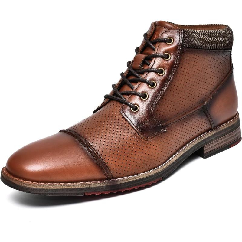 Mens Fashion Oxford Dress Boots Leather Chukka Ankle Boot Business Work ...